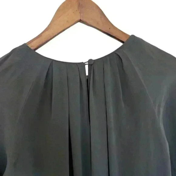 Club Monaco Blouse Shirred Silk Top Grey Statement Sleeves Women's Extra Small - Picture 5 of 12